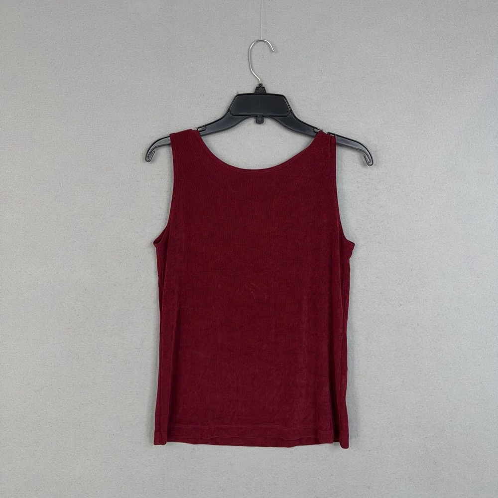 Chicos Sweater Twin Set Womens 0 Red Ruffle Cardigan Tank Travelers Knit Stretch - Picture 3 of 13